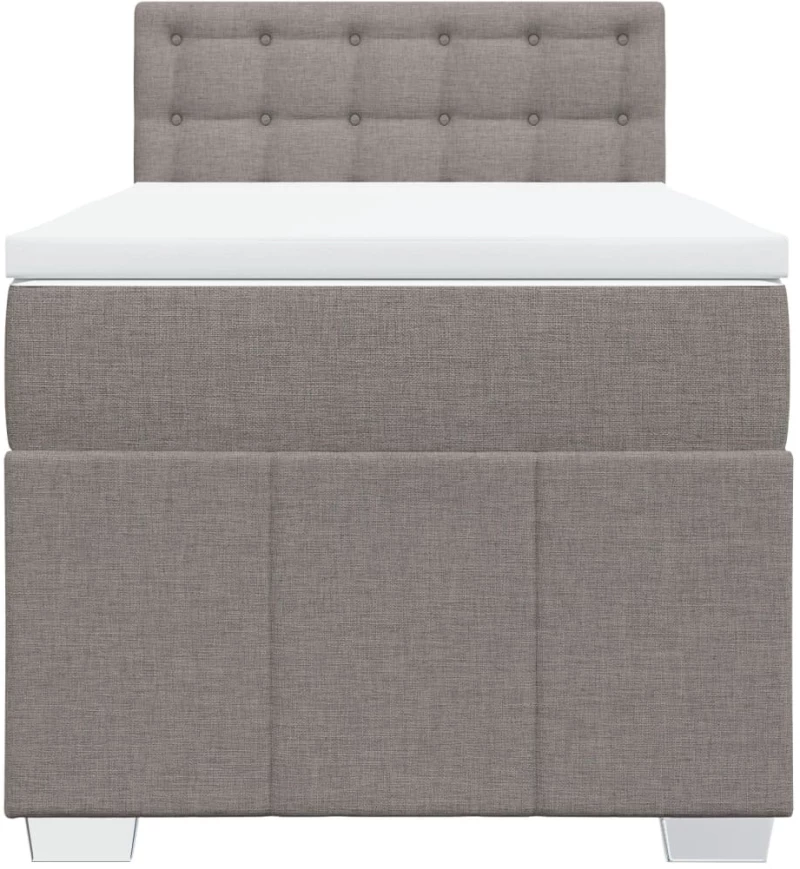 vidaXL Κρεβάτι Boxspring με Στρώμα Taupe 100 x 200 εκ. Υφασμάτινο