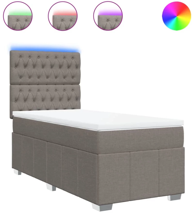 vidaXL Κρεβάτι Boxspring με Στρώμα Taupe 100 x 200 εκ. Υφασμάτινο