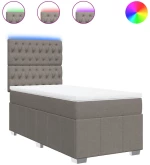 vidaXL Κρεβάτι Boxspring με Στρώμα Taupe 100 x 200 εκ. Υφασμάτινο