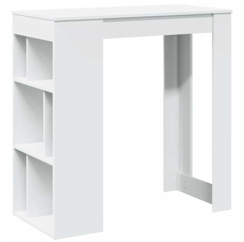 vidaXL Τραπέζι Μπαρ με Ράφια Λευκό 102 x 50 x 103,5 εκ.από Επεξ. Ξύλο