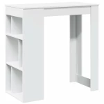 vidaXL Τραπέζι Μπαρ με Ράφια Λευκό 102 x 50 x 103,5 εκ.από Επεξ. Ξύλο