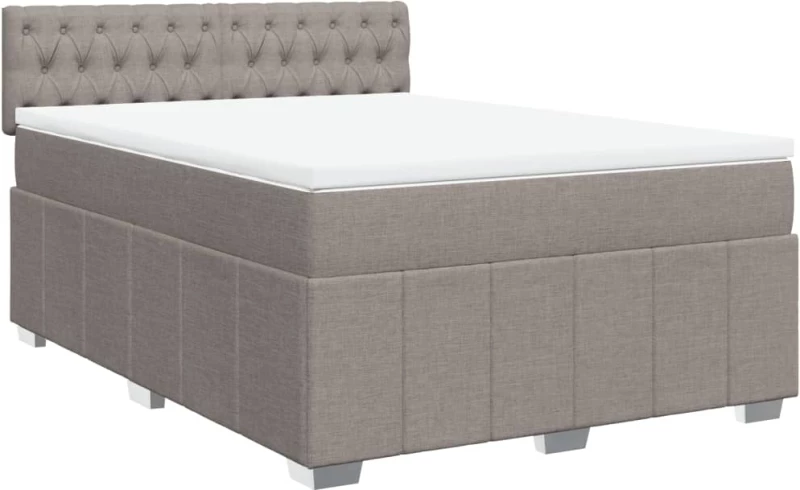 vidaXL Κρεβάτι Boxspring με Στρώμα Taupe 160x200 εκ. Υφασμάτινο
