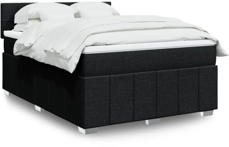 vidaXL Κρεβάτι Boxspring με Στρώμα Μαύρο 160x200 εκ. Υφασμάτινο