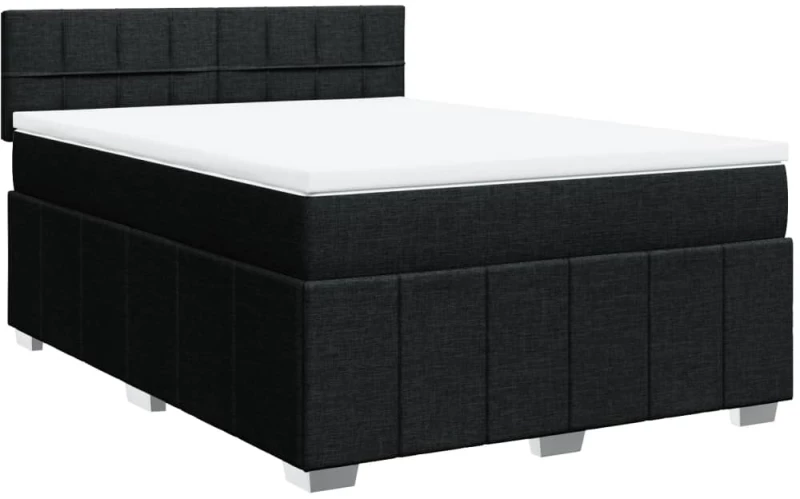 vidaXL Κρεβάτι Boxspring με Στρώμα Μαύρο 160x200 εκ. Υφασμάτινο
