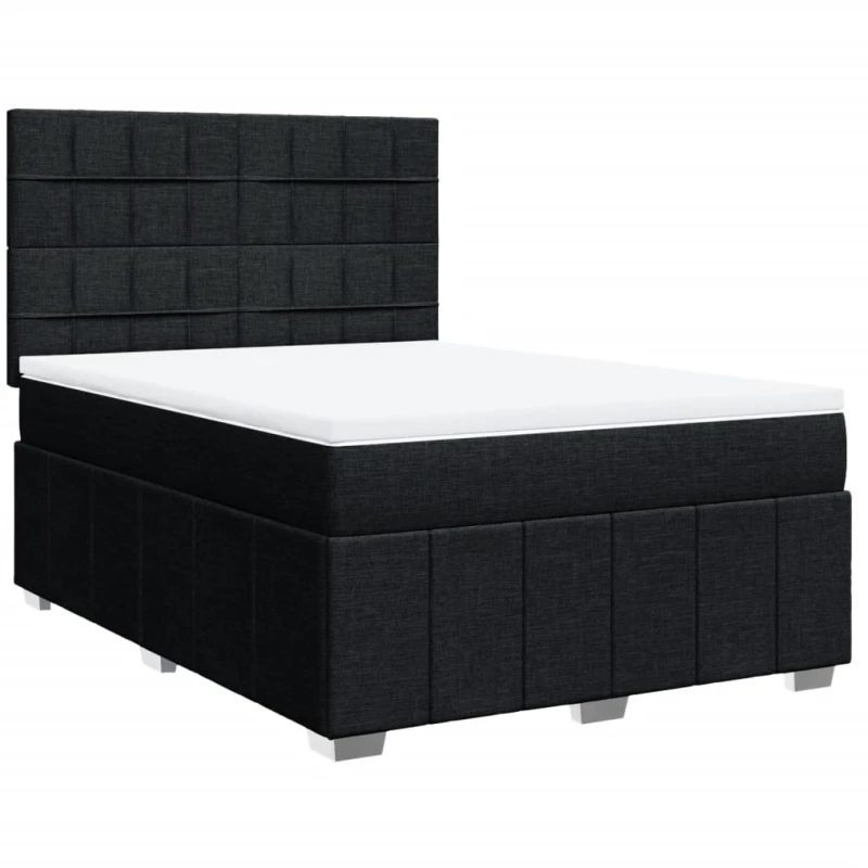 vidaXL Κρεβάτι Boxspring με Στρώμα Μαύρο 160x200 εκ. Υφασμάτινο