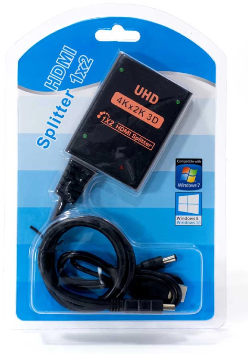 POWERTECH HDMI splitter CAB-H173, 1-in σε 2-out, 4K/30Hz, HDR/HDCP, μαύρο