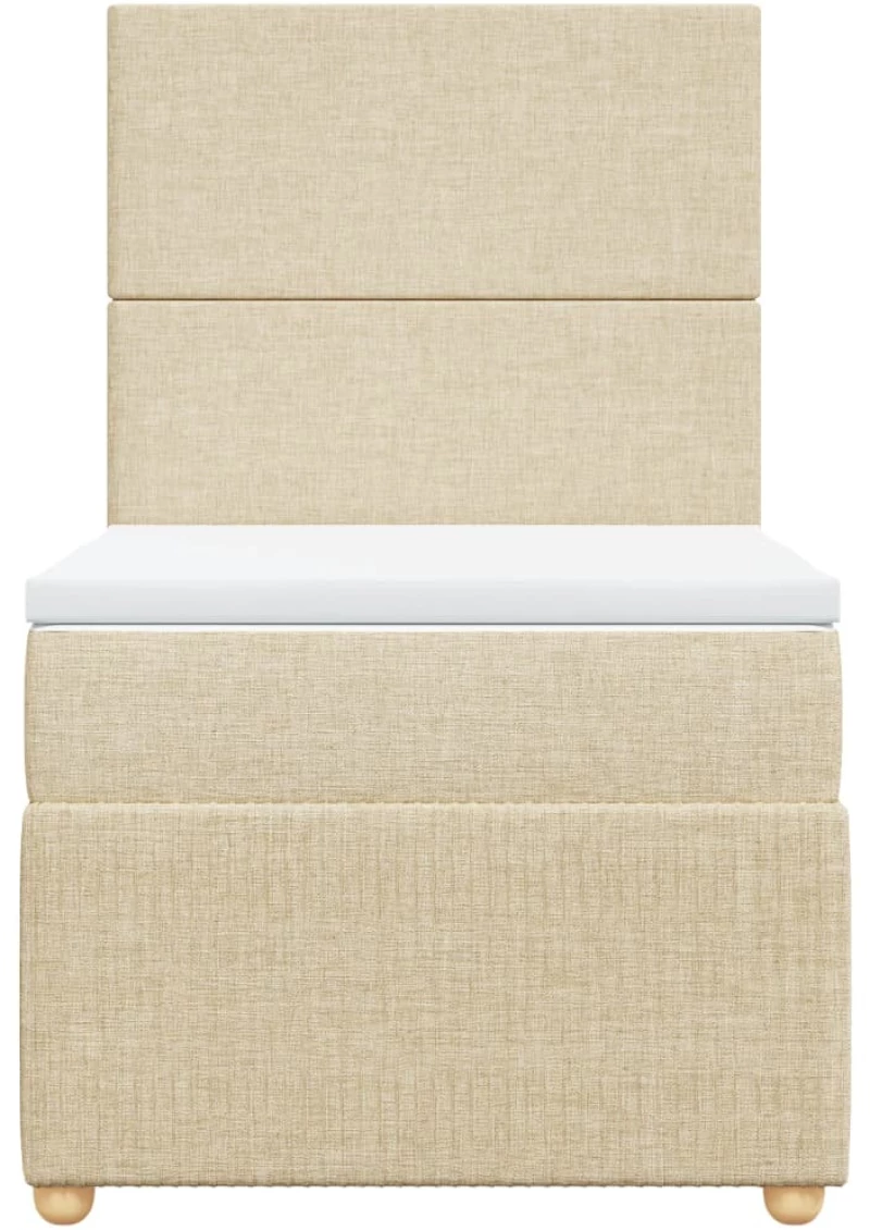 vidaXL Κρεβάτι Boxspring με Στρώμα Κρεμ 90x190 εκ.Υφασμάτινο