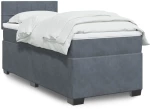 vidaXL Κρεβάτι Boxspring με Στρώμα Σκούρο Γκρι 100x200 εκ. Βελούδινο