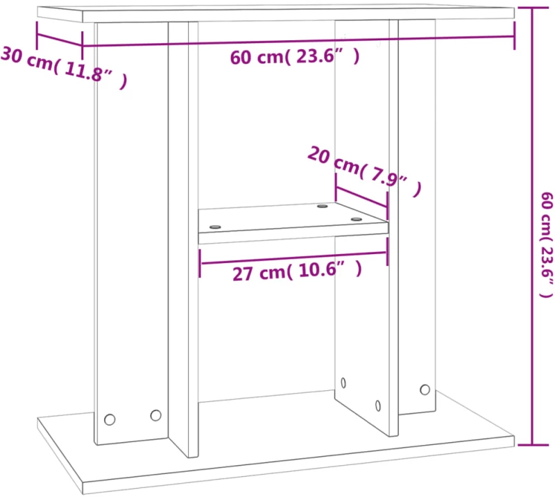 vidaXL Βάση Ενυδρείου Λευκή 60 x 30 x 60 εκ. από Επεξεργασμένο Ξύλο