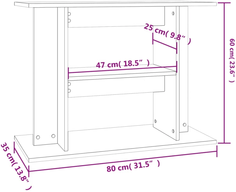 vidaXL Βάση Ενυδρείου Λευκή 80 x 35 x 60 εκ. από Επεξεργασμένο Ξύλο