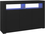 vidaXL Μπουφές με LED Μαύρος 115,5x30x75 εκ.
