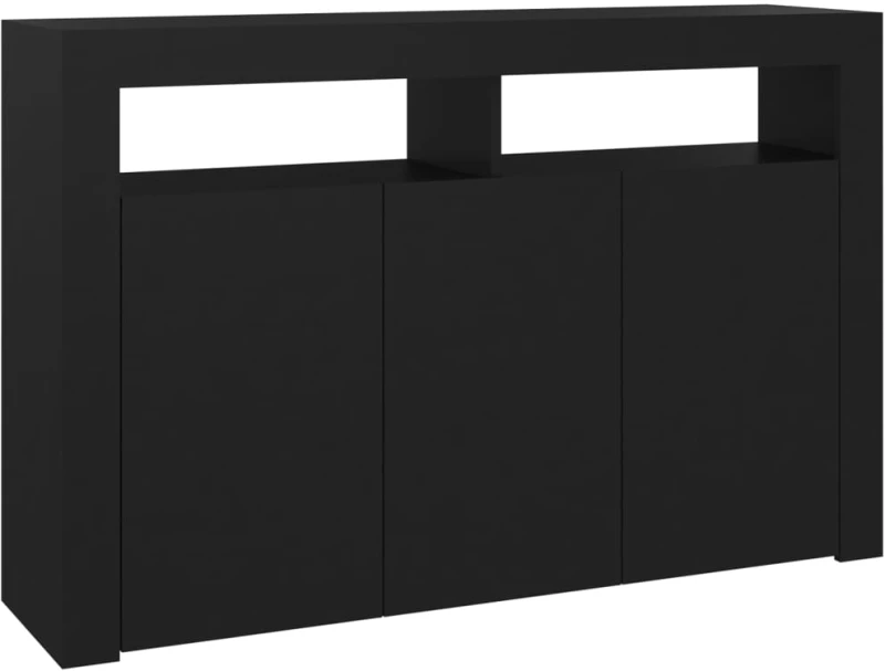 vidaXL Μπουφές με LED Μαύρος 115,5x30x75 εκ.