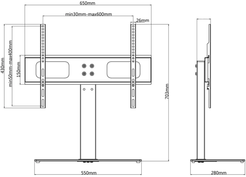 vidaXL Βάση Τηλεόρασης για Οθόνη 37-55 Ιντ. Max VESA 600x400χιλ. 40 κ.