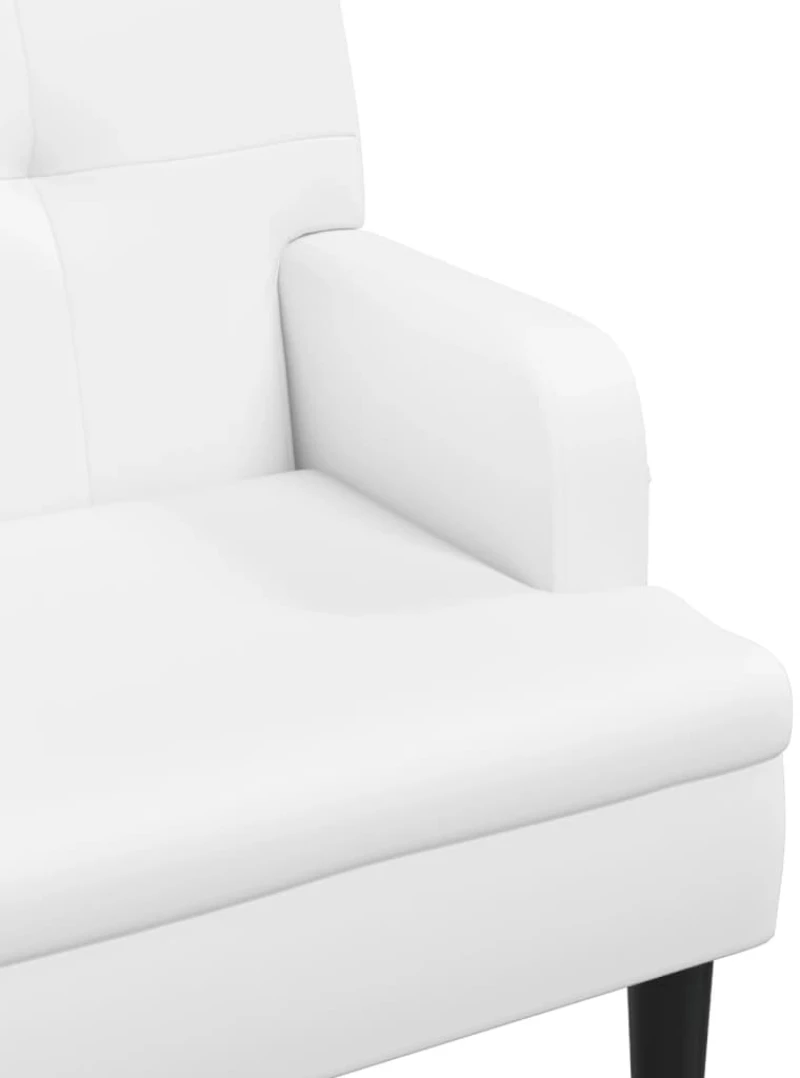 vidaXL Παγκάκι με Πλάτη Λευκός 112x65,5x75 εκ. από Συνθετικό Δέρμα