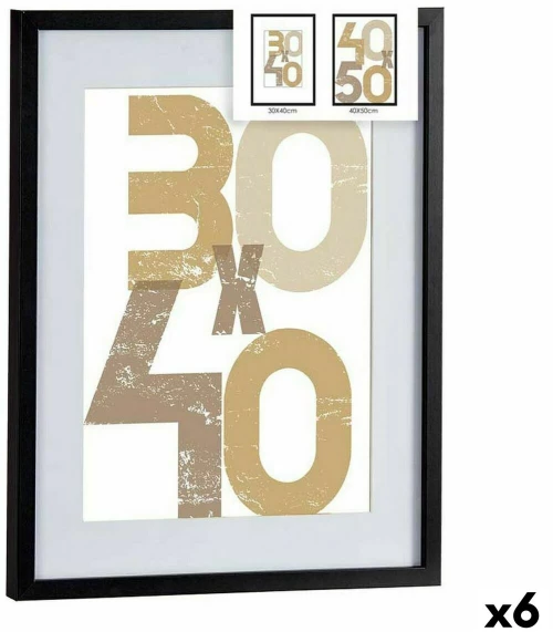 Κάδρα φωτογραφιών τοίχου Μαύρο Πλαστική ύλη Ξύλο MDF 42,5 x 2,5 x 52,5 cm (x6)