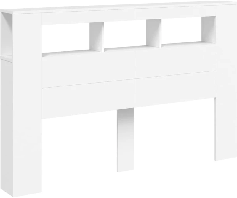 vidaXL Κεφαλάρι Κρεβατιού με LED Λευκό 160x18,5x103,5 εκ Επεξεργ. Ξύλο