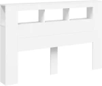 vidaXL Κεφαλάρι Κρεβατιού με LED Λευκό 160x18,5x103,5 εκ Επεξεργ. Ξύλο