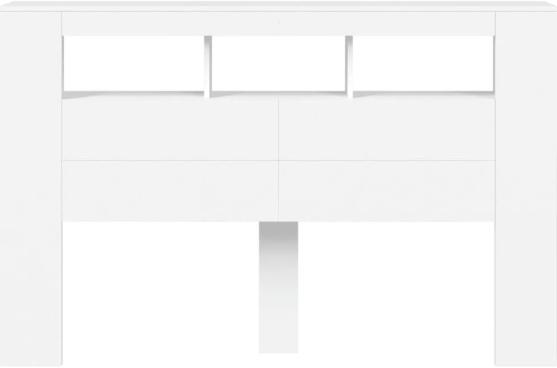 vidaXL Κεφαλάρι Κρεβατιού με LED Λευκό 160x18,5x103,5 εκ Επεξεργ. Ξύλο