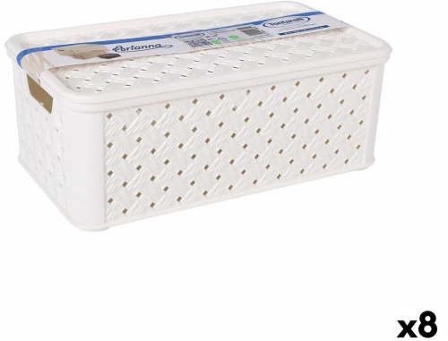 Κουτί αποθήκευσης με Καπάκι Tontarelli Arianna Πλαστική ύλη Λευκό 4 L 29 x 16,6 x 11,2 cm (8 Μονάδες)
