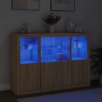 vidaXL Μπουφέδες με Φώτα LED 3 τεμ. Sonoma Δρυς από Επεξεργασμένο Ξύλο
