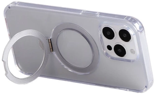 Magnetic protective phone case with holder Joyroom JR-BP004 for iPhone 15 Pro Max (transparent)