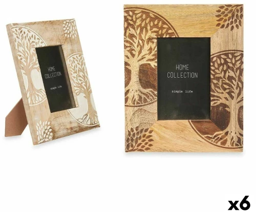 Κορνίζα Λευκό Καφέ Ξύλο από Μάνγκο Δέντρο της ζωής 20 x 25 x 1,5 cm (x6)