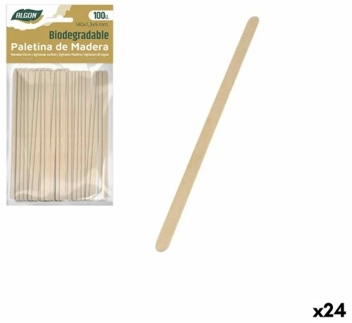 Σετ αναδευτήρων καφέ Algon Ξύλο 100 Τεμάχια 140 x 1,3 x 5 mm (24 Μονάδες)