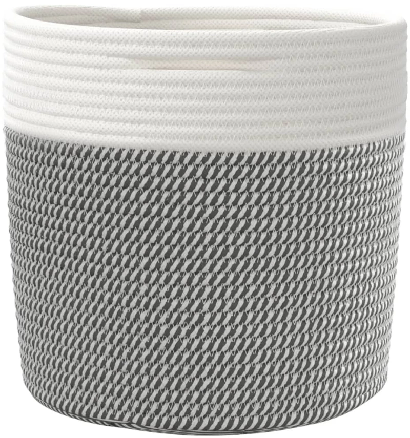 vidaXL Καλάθια Αποθήκευσης 2 τεμ. Γκρι/Λευκό Ø28 x 28 εκ. Βαμβακερά