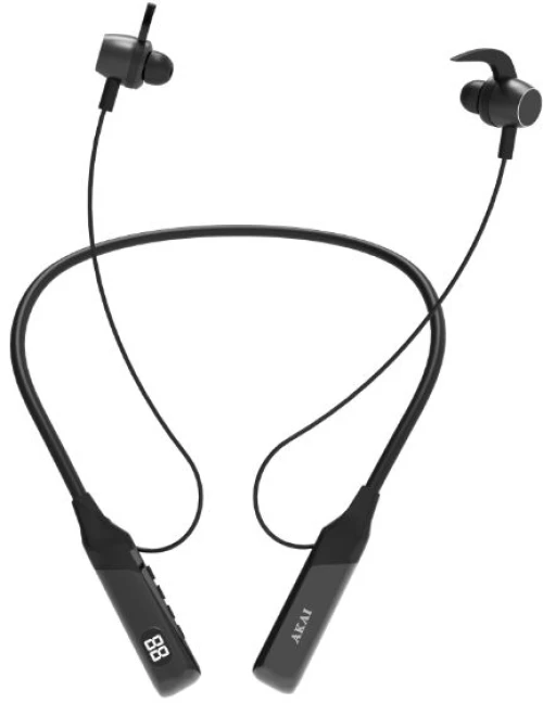 Akai BTN-B100 Μαύρα Ασύρματα Bluetooth V5.3 in-ear λαιμού ακουστικά με κάρτα TF