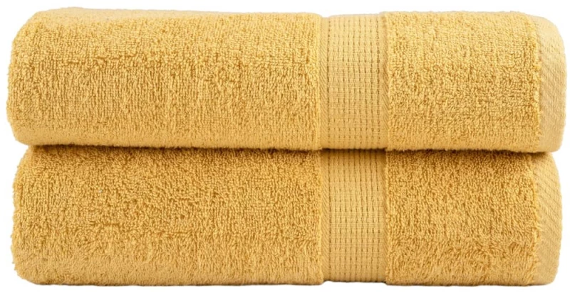 vidaXL Πετσέτες Μπάνιου Premium SOLUND 2 Τεμ Χρυσή 100x150εκ 600γρ/μ²