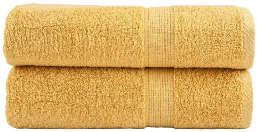 vidaXL Πετσέτες Μπάνιου Premium SOLUND 2 Τεμ Χρυσή 100x150εκ 600γρ/μ²