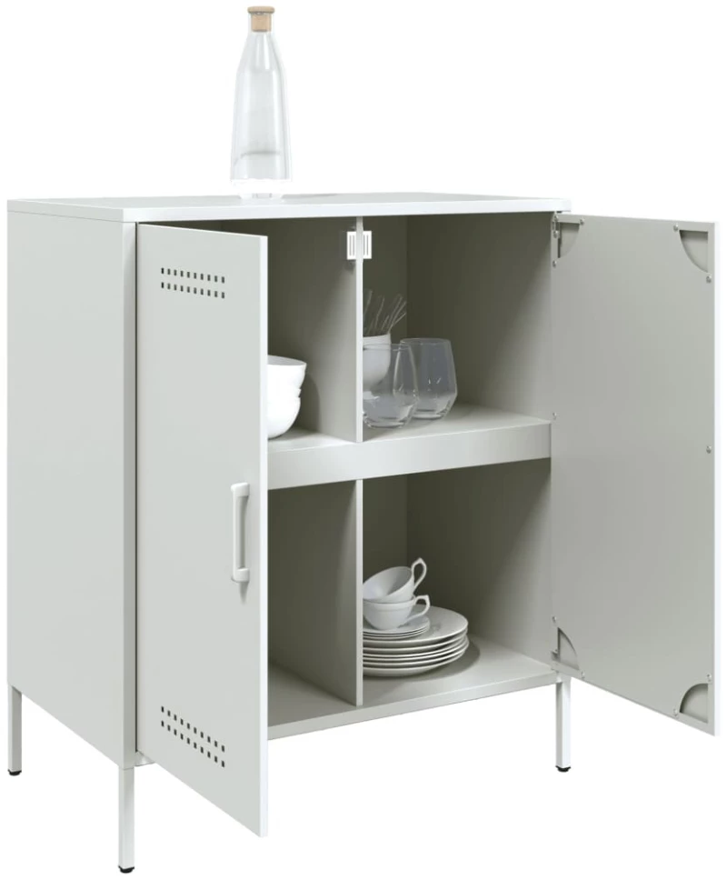 vidaXL Μπουφές Λευκός 68x39x79 εκ. από Ατσάλι