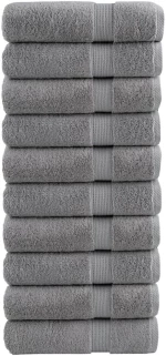 vidaXL Πετσέτες Μπάνιου Premium SOLUND 10 Τεμ Γκρι 100x150 εκ 600γρ/μ²