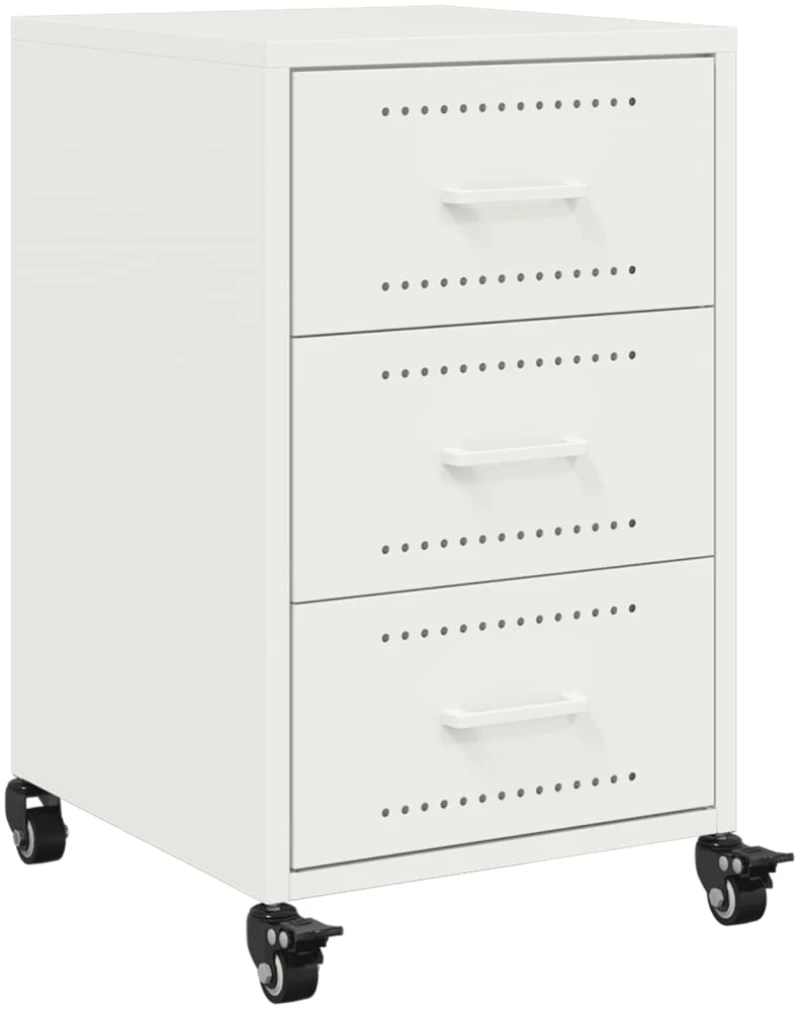 vidaXL Κομοδίνο Λευκό 36x39x59 εκ. από Χάλυβα