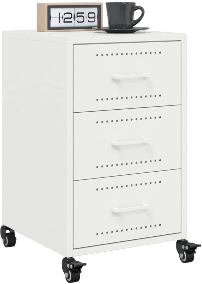vidaXL Κομοδίνο Λευκό 36x39x59 εκ. από Χάλυβα