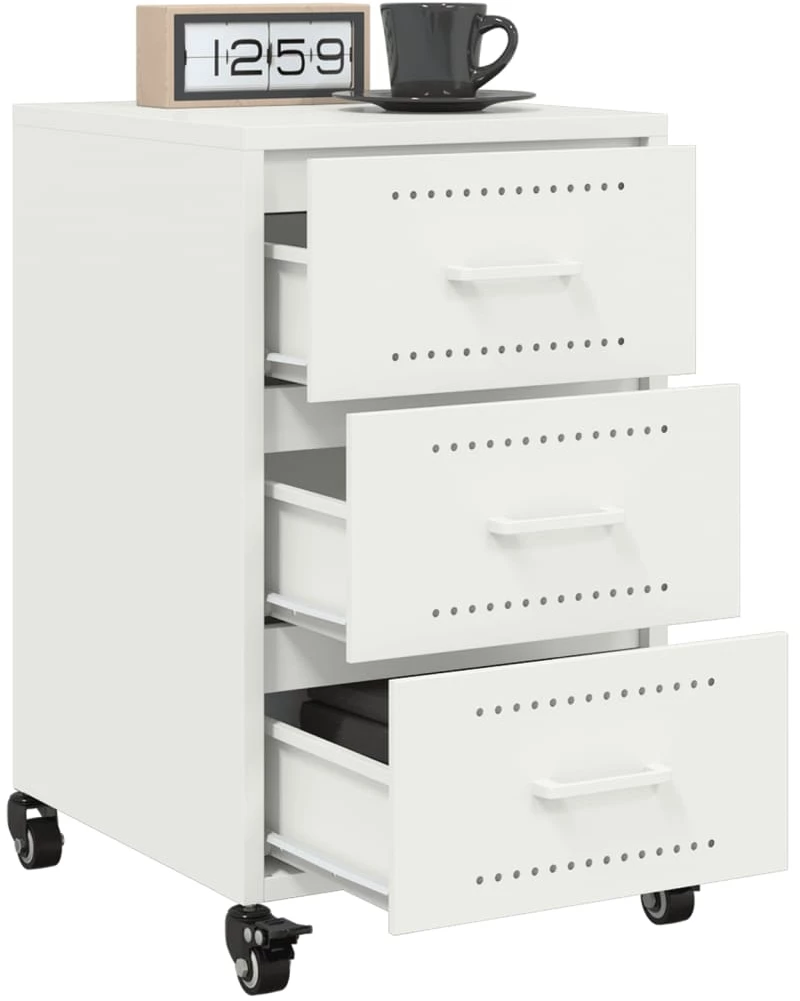 vidaXL Κομοδίνο Λευκό 36x39x59 εκ. από Χάλυβα