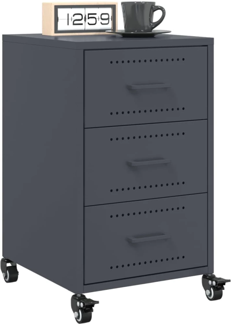 vidaXL Κομοδίνο Ανθρακί 36x39x59 εκ. από Χάλυβα