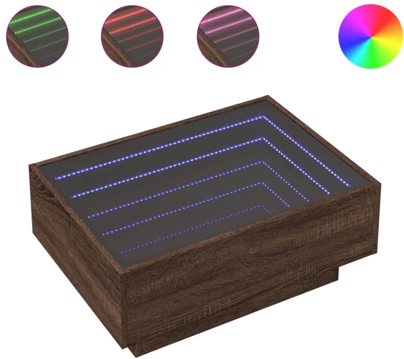 vidaXL Τραπεζάκι Σαλονιού με LED Δρυς 70x50x30 εκ. Επεξεργασμένο Ξύλο