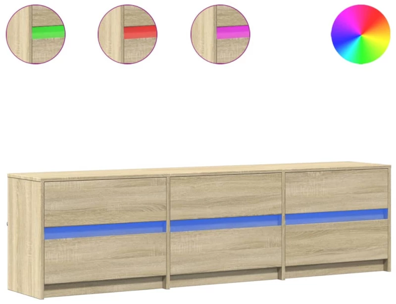 vidaXL Έπιπλο Τηλεόρασης με LED Sonoma Δρυς 180x34x50 εκ. Επεξ. Ξύλο