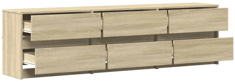 vidaXL Έπιπλο Τηλεόρασης με LED Sonoma Δρυς 180x34x50 εκ. Επεξ. Ξύλο