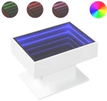 vidaXL Τραπεζάκι Σαλονιού με LED Λευκό 70x50x45 εκ. Επεξεργασμένο Ξύλο