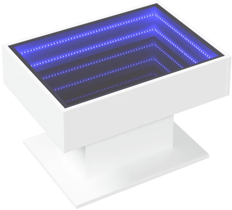 vidaXL Τραπεζάκι Σαλονιού με LED Λευκό 70x50x45 εκ. Επεξεργασμένο Ξύλο