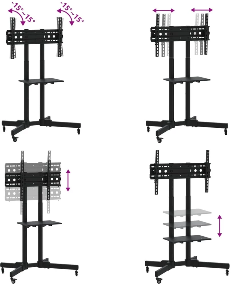 vidaXL Βάση Τηλεόρασης με Τροχούς 32-70Ιν. Max VESA 600x400χιλ. 50κ.