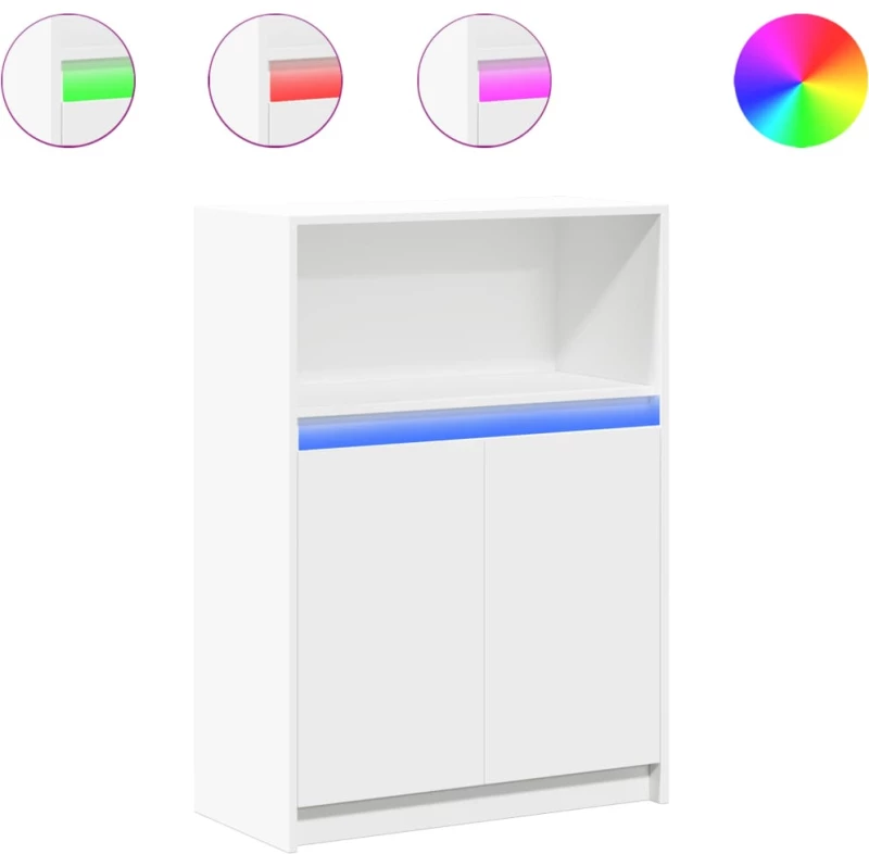 vidaXL Μπουφές με Φώτα LED Λευκός 72x34x100 εκ. από Επεξεργασμένο Ξύλο
