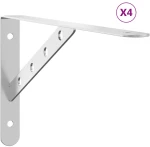 vidaXL Στηρίγματα Ραφιών 4 Τεμ. Ασημί 30x2,5x15,5 Ανοξείδωτο Ατσάλι