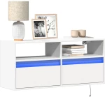 vidaXL Έπιπλο Τοίχου Τηλεόρασης με LED Λευκό 100x31x45 εκ.