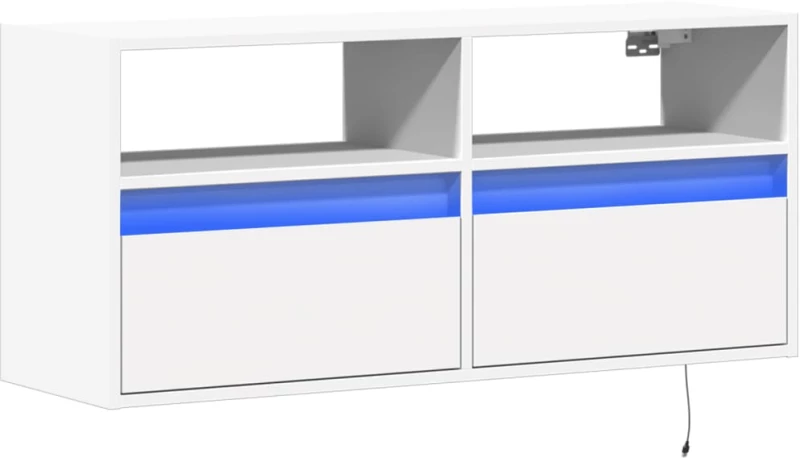 vidaXL Έπιπλο Τοίχου Τηλεόρασης με LED Λευκό 100x31x45 εκ.