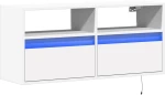 vidaXL Έπιπλο Τοίχου Τηλεόρασης με LED Λευκό 100x31x45 εκ.