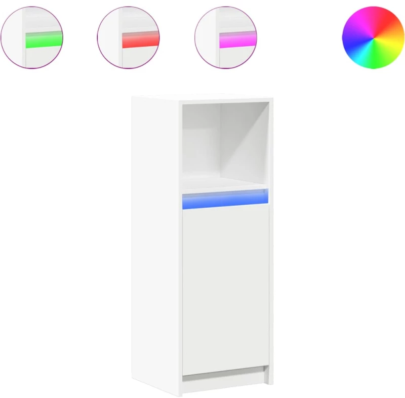vidaXL Μπουφές με Φώτα LED Λευκός 38x34x100 εκ. από Επεξεργασμένο Ξύλο
