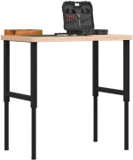 vidaXL Πάγκος Εργασίας Ορθογώνιος 100x60x(73-99,5) εκ Μασίφ Ξύλο Οξιάς